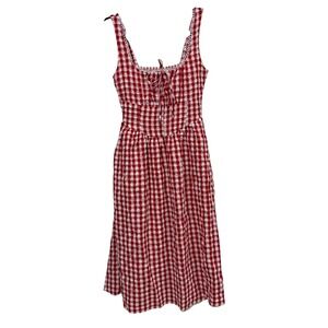 NWT evolutionary apparel Red white gingham Dress Medium M TJ Maxx